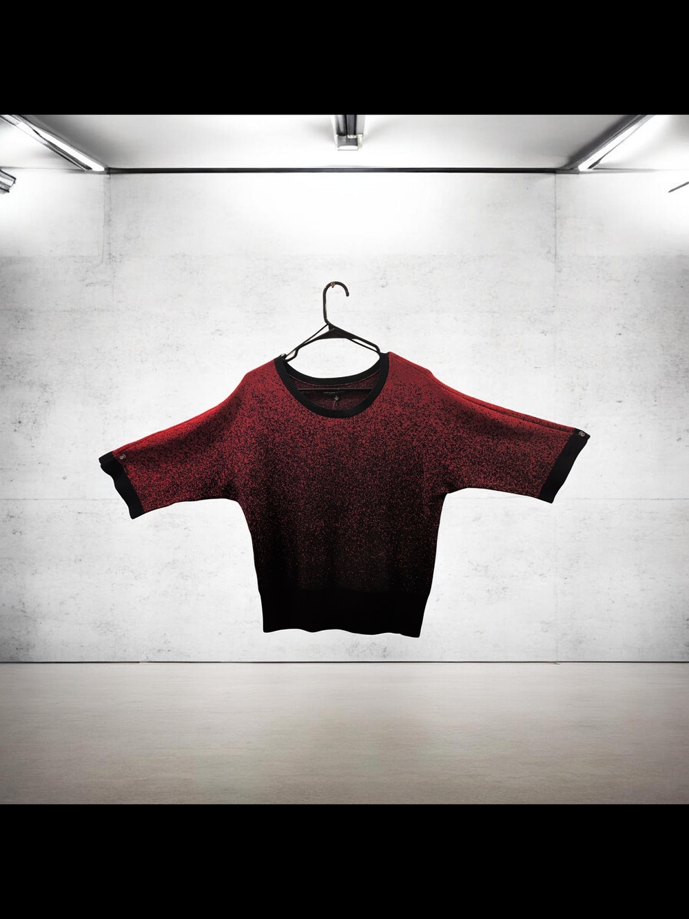 Adrienne Vittadini Red and Black Scoop-Neck Sweater